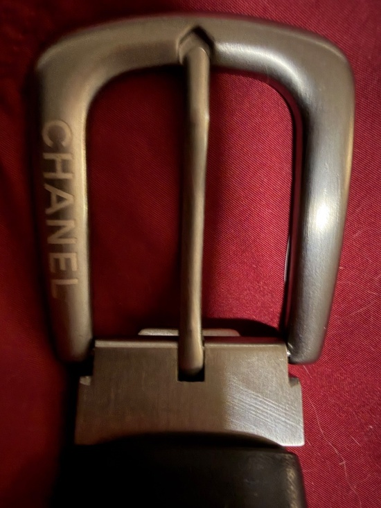 Chanel Belt 95/38 black calf leather with brushed silver buckle. main image 11